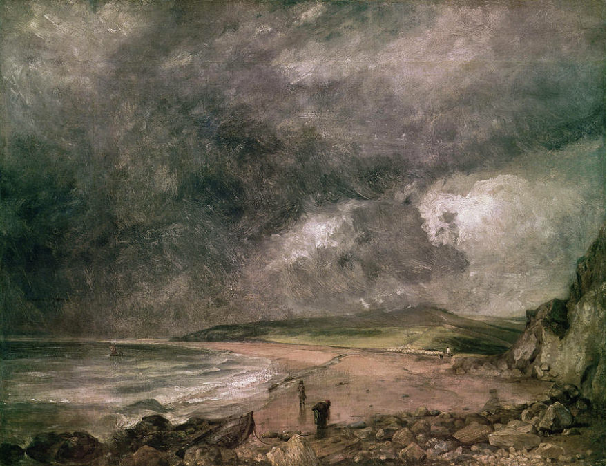 Baía de Weymouth Com Tempestade Aproximando, de John Constable, 1818-1919 - <a href="https://commons.wikimedia.org/wiki/File:Weymouth_Bay_With_Approaching_Storm.jpg" target="_blank" rel="noopener noreferrer">Fonte</a>.